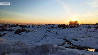 שקיעה בהרי החרמון המושלגים