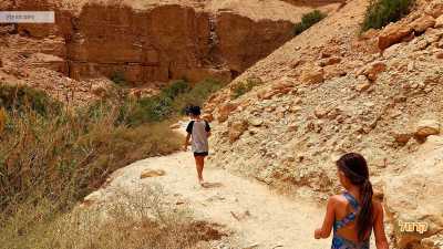 ילדים הולכים לאורך המסלול