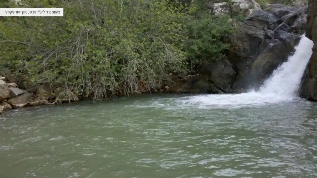 מים זורמים במפל קטן
