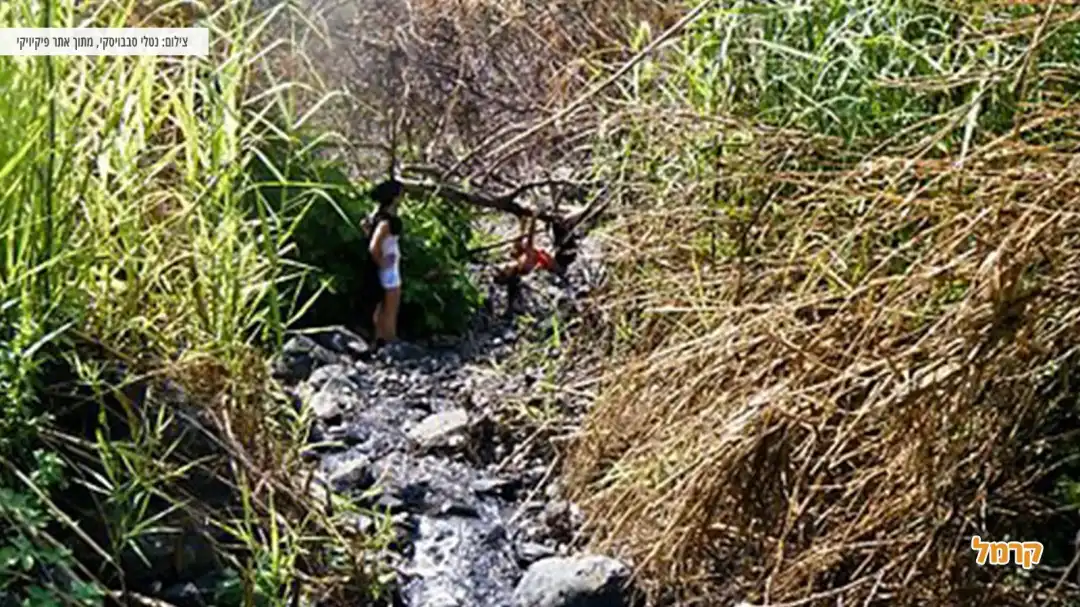 מטיילת במעיין עין תינה
